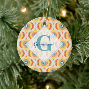 Adorno De Cerámica Mandala de verano retro-egean personalizada