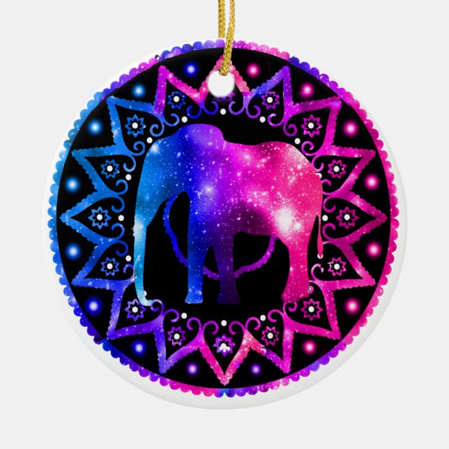 Adorno De Cerámica Mandala del elefante (Frente)