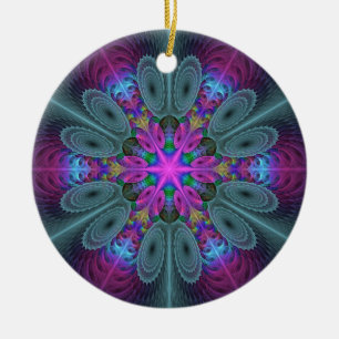 Adorno De Cerámica Mandalá desde el centro Arte fractal colorido con