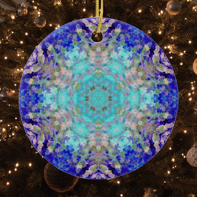 Adorno De Cerámica Mandala digital Azul morado y blanco (Subido por el creador)