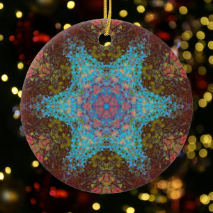 Adorno De Cerámica Mandala digital Rojo azul y verde