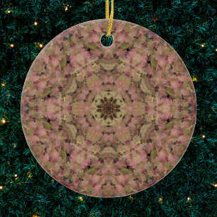 Adorno De Cerámica Mandala digital rosa y amarillo