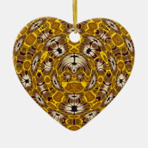 Adorno De Cerámica Mandalá Floral Dorado Patrón Boho