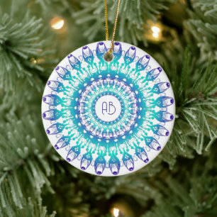 Adorno De Cerámica Mandala floral étnica.monograma