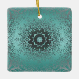 Adorno De Cerámica Mandala kaleidoscopio sin soldadura patrón verde o