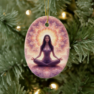 Adorno De Cerámica Mandalá Meditación Mujer Nombre Personalizado Bril