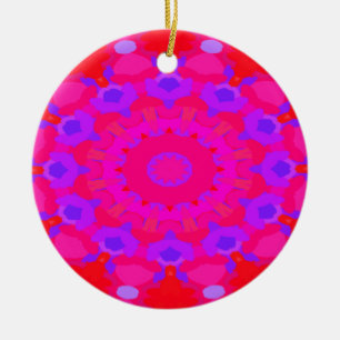 Adorno De Cerámica Mandala morada, rosa y Naranja