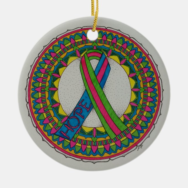 Adorno De Cerámica Mandala para el cáncer de mama metastásico (Frente)