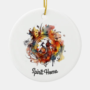 Adorno De Cerámica Mandala, personalizado, color de agua tribal Phoen