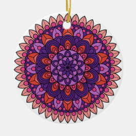Adorno De Cerámica Mandala púrpura y rosa