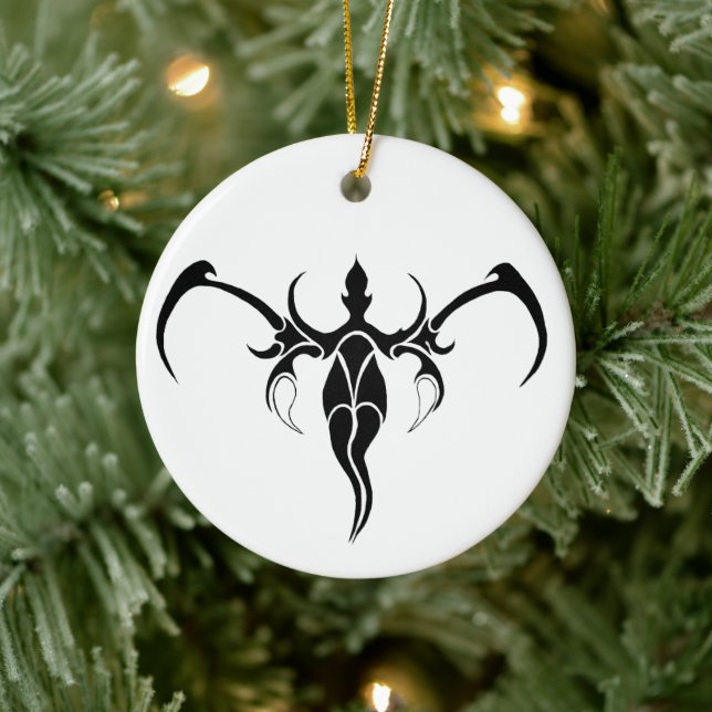 Adorno De Cerámica Mándala tribal ornamental de elefante en blanco y  (Árbol)