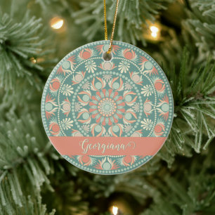 Adorno De Cerámica Mandala y sabio retro ornato personalizado