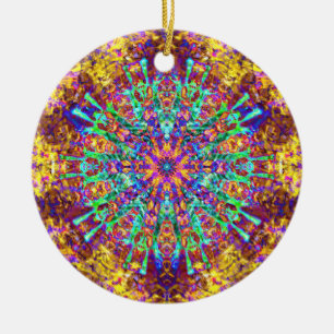 Adorno De Cerámica Mandalas Psicodélico Trippy Hippie Explosión de Co