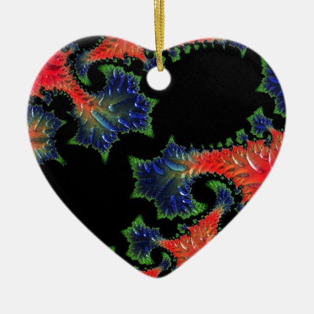 Adorno De Cerámica Mandelbrot Garden Heart Ornament (Frente)