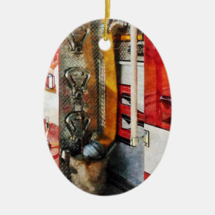 Adorno De Cerámica Manguera, Cubeta y Boquilla de Incendio