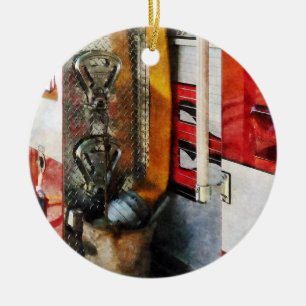 Adorno De Cerámica Manguera, Cubeta y Boquilla de Incendio