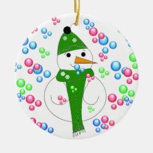 Adorno De Cerámica Mania de Burbujas del Muñeco de Nieve