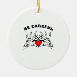 Adorno De Cerámica Mano De Esqueleto Con Clásico Del Corazón