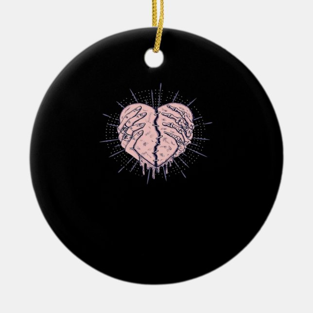 Adorno De Cerámica Mano De Esqueleto Con Clásico Del Corazón (Frente)