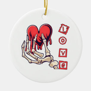 Adorno De Cerámica Mano de esqueleto de amor simbólico que ofrece cor