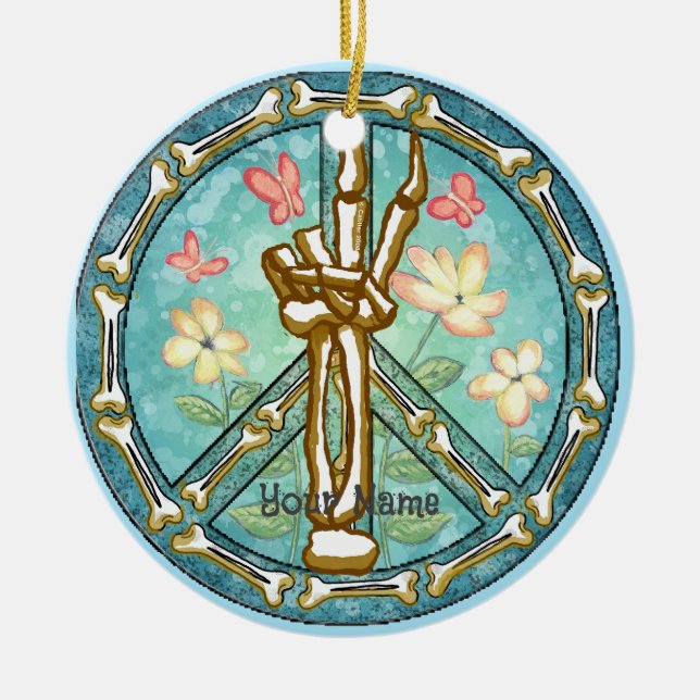 Adorno De Cerámica Mano de esqueleto de paz (Frente)