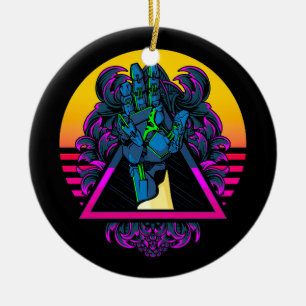 Adorno De Cerámica Mano Robótica Mecánica Obra de Arte Moderna  