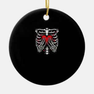 Adorno De Cerámica Manos de esqueleto sosteniendo el corazón Hallowee
