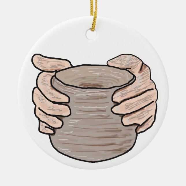 Adorno De Cerámica Manos de fabricación de cerámica (Frente)