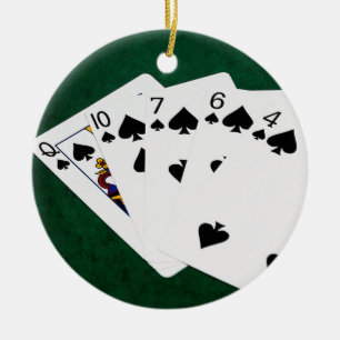 Adorno De Cerámica Manos de Póquer - Flush - Spades Suite