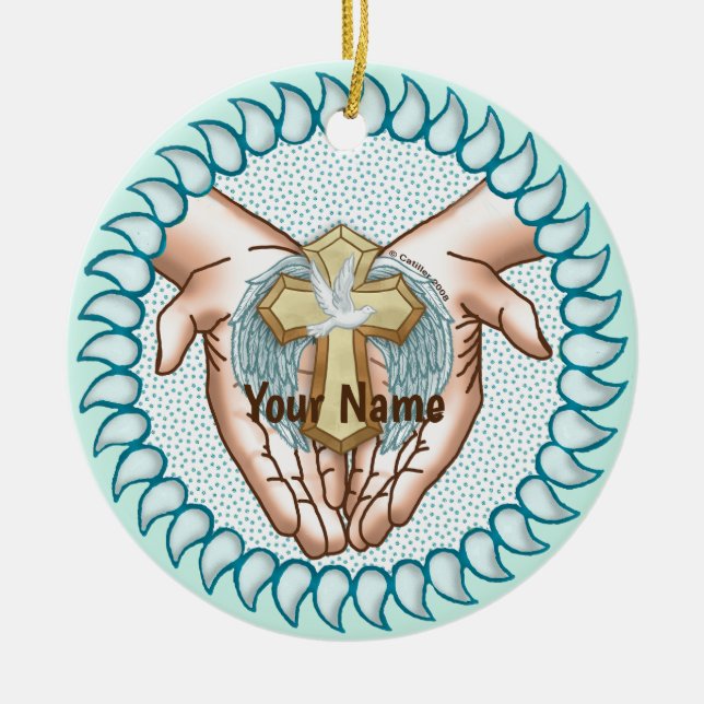 Adorno De Cerámica Manos del Espíritu Santo Cristiano (Frente)