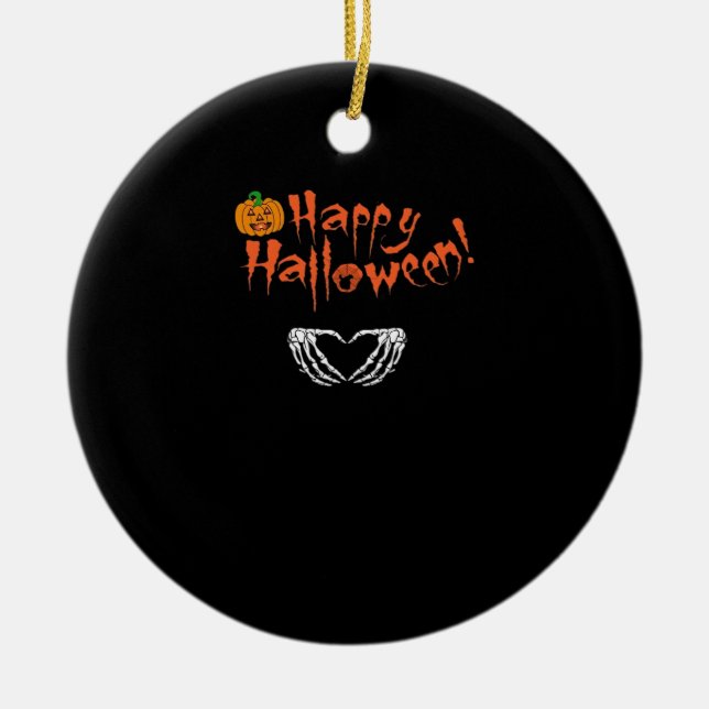 Adorno De Cerámica Manos Skeleton espumosas. Feliz Halloween. (Frente)