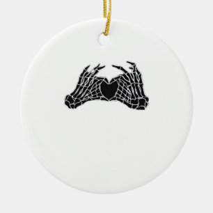 Adorno De Cerámica Manos Skeleton Heart - Clásico
