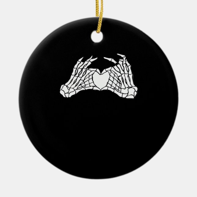 Adorno De Cerámica Manos Skeleton Heart - Luz (Frente)