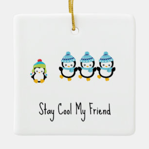 Adorno De Cerámica Mantén la calma amigo pingüinos 