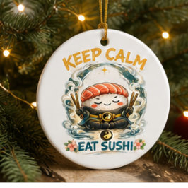 Adorno De Cerámica Mantén la Calma & Come Sushi – Zen Kawaii Sushi