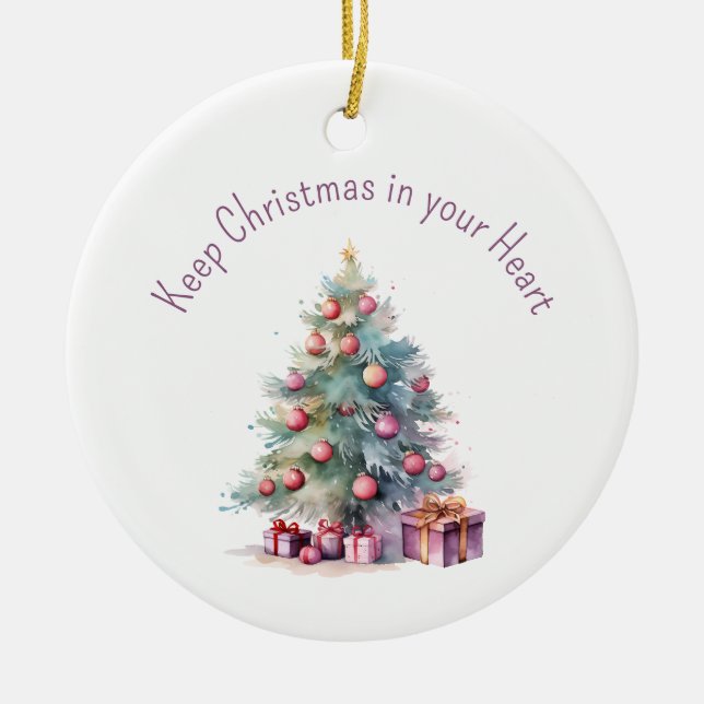 Adorno De Cerámica Mantener Navidades en el árbol de texto editable p (Frente)