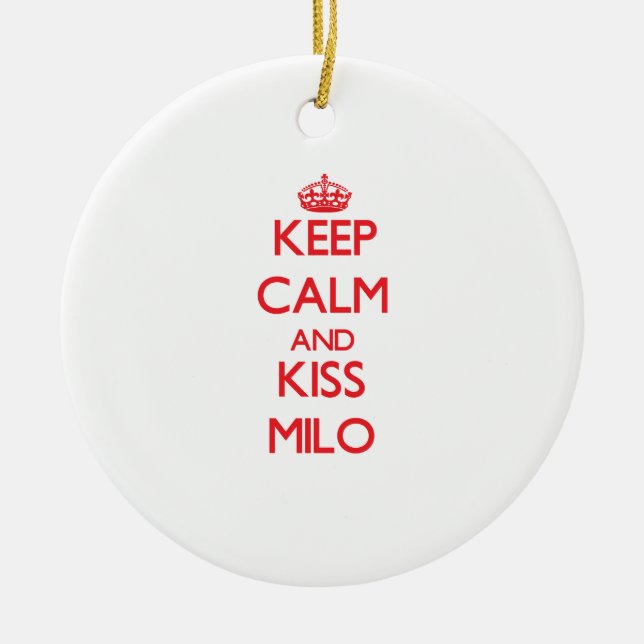 Adorno De Cerámica Mantenga Milo tranquilo y del beso (Frente)
