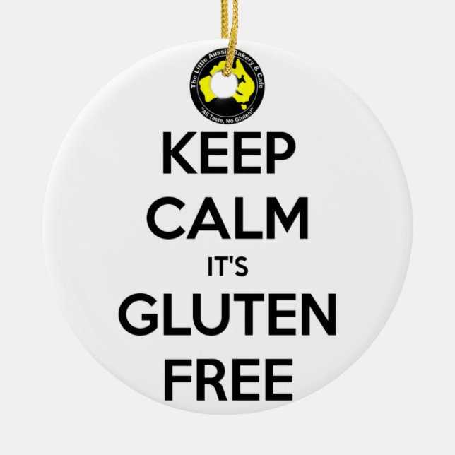 Adorno De Cerámica Mantenga tranquilo él es gluten libre (Frente)