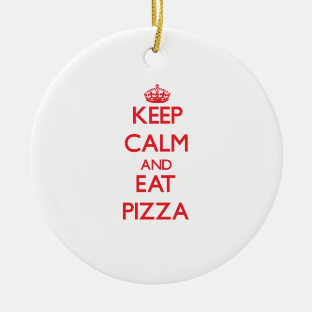 Adorno De Cerámica Mantenga tranquilo y coma la pizza (Frente)