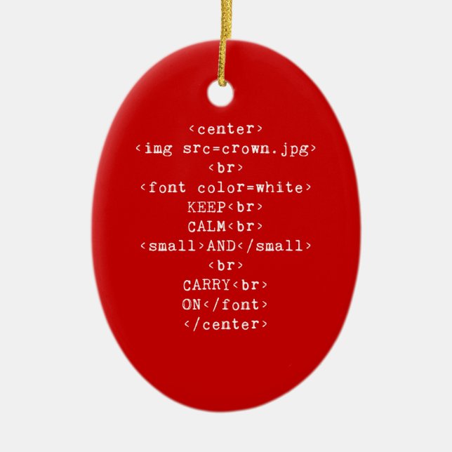 Adorno De Cerámica Mantenga tranquilo y continúe el HTML (en (Frente)