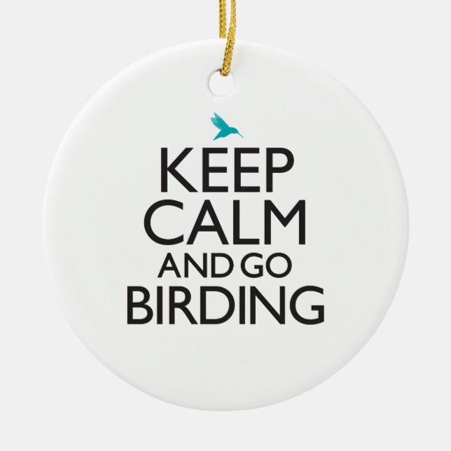 Adorno De Cerámica Mantenga tranquilo y vaya Birding (Frente)