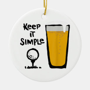 Adorno De Cerámica Manténgalo Simplemente Gracioso Cerveza Golf
