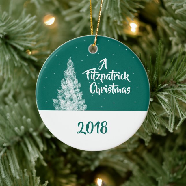 Adorno De Cerámica Mantequilla mínima de vacaciones Verde azulada y b (Árbol)