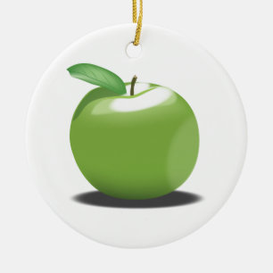 Adorno De Cerámica Manzana Verde
