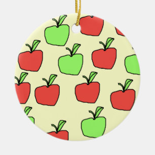 Adorno De Cerámica Manzanas rojas y manzanas verdes, modelo