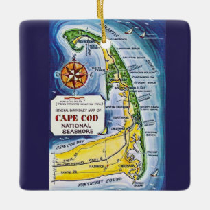 Adorno De Cerámica Mapa Antiguo de Cape Cod