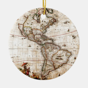 Adorno De Cerámica Mapa antiguo de Continente América