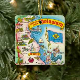 Adorno De Cerámica Mapa antiguo de Delaware
