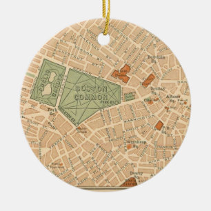 Adorno De Cerámica Mapa antiguo de la ciudad de Boston