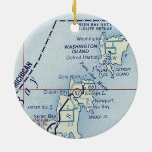 Adorno De Cerámica Mapa antiguo de la Isla de Washington